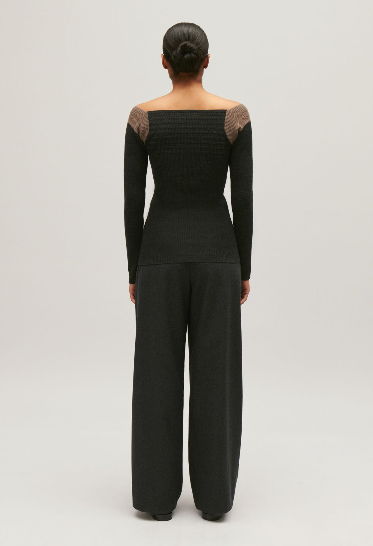 Marled grey ribbed jumper