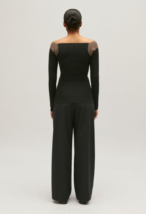 Marled grey ribbed jumper