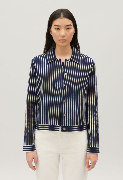 Stripy knit cardigan