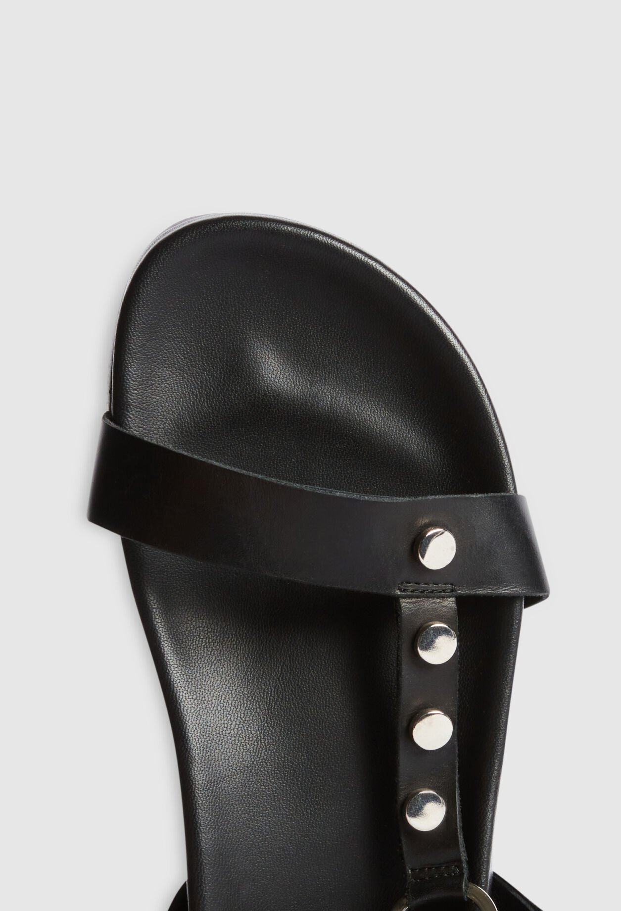 Black leather studded sandals