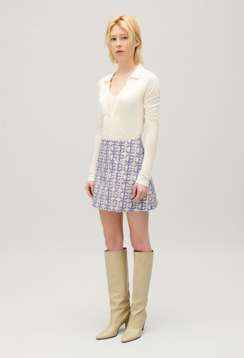Short A-line skirt with monogram