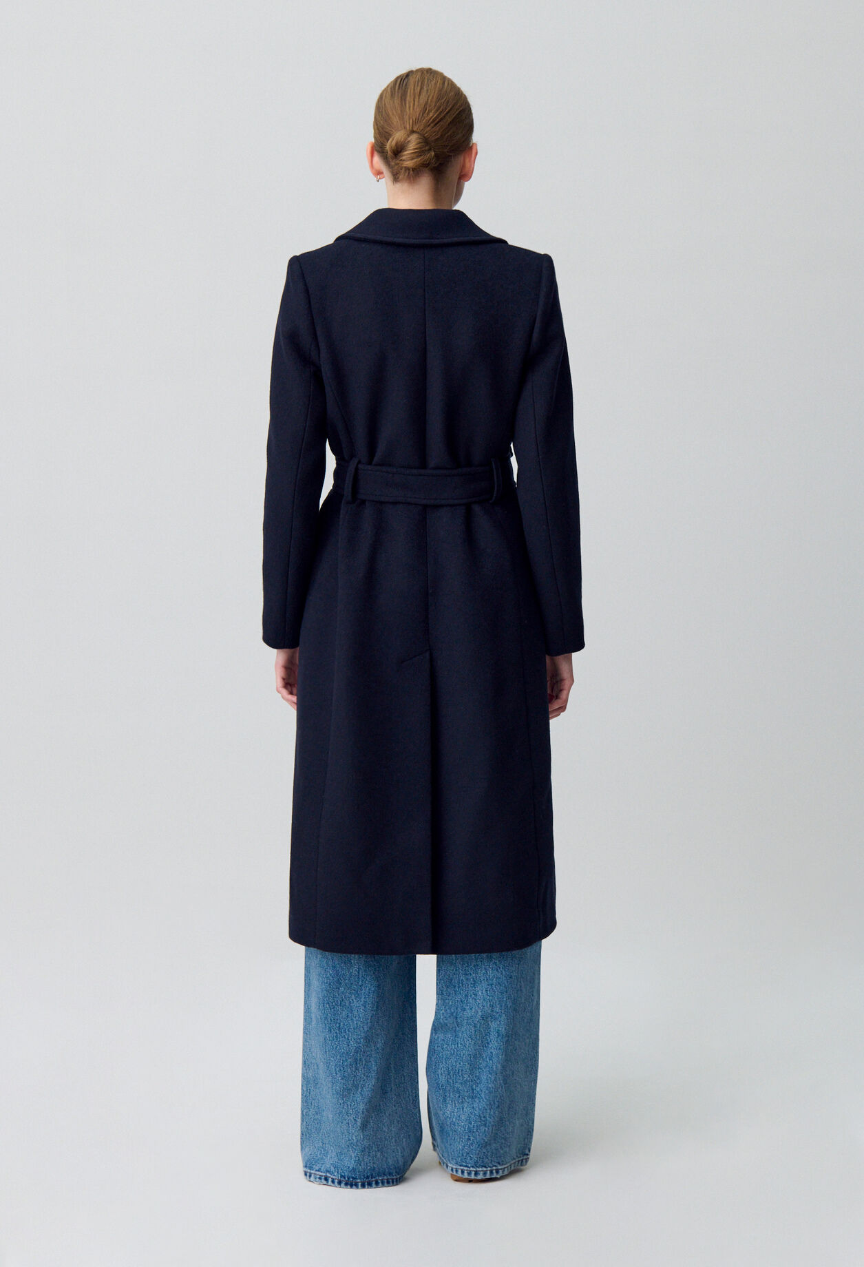 Long double-breasted wool coat