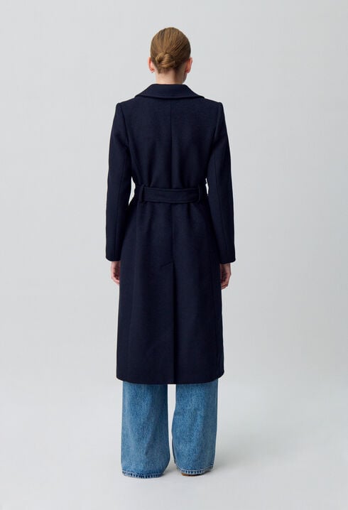 Long double-breasted wool coat