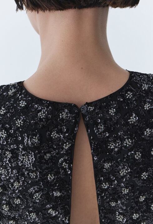 Top embroidered sequins open back