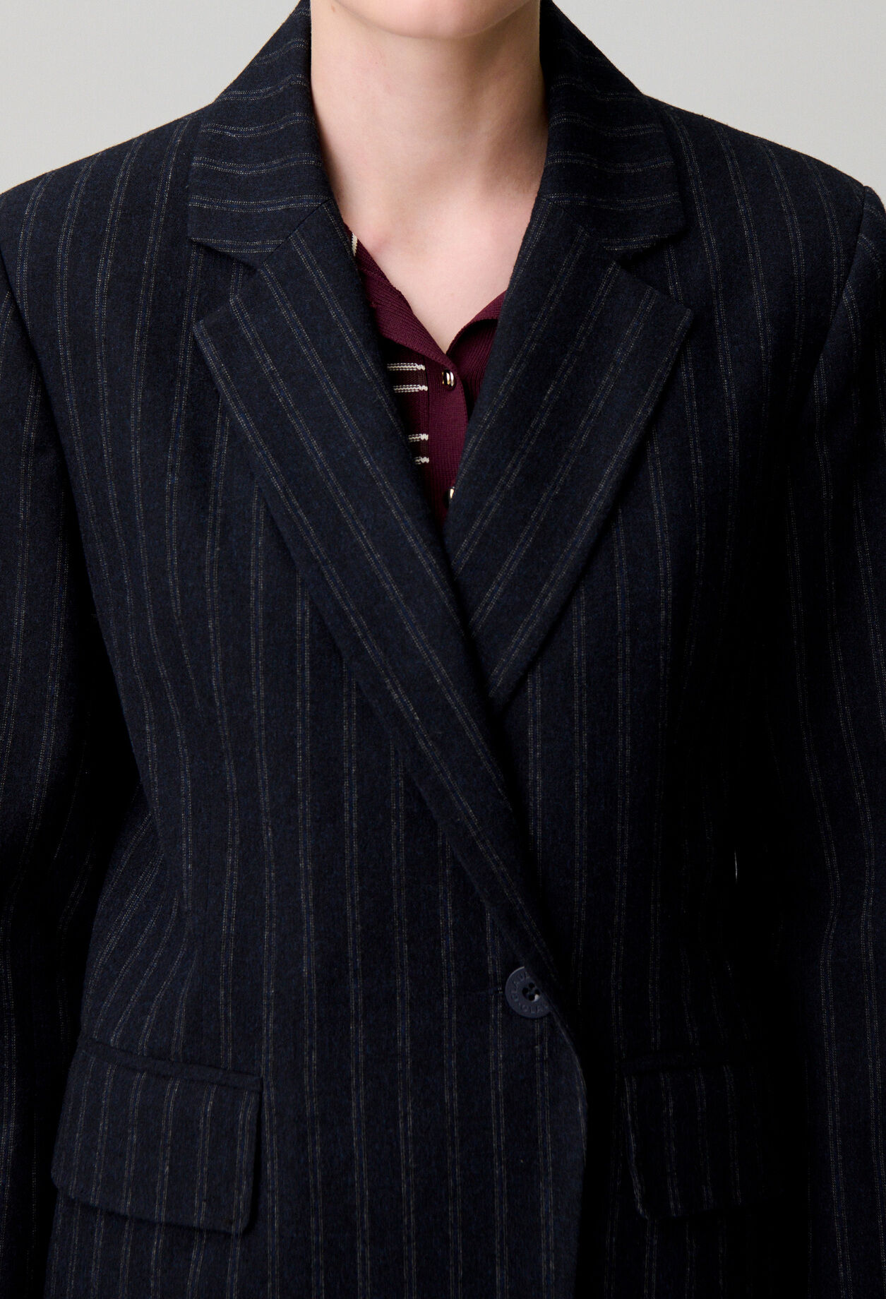 Striped wool-blend jacket