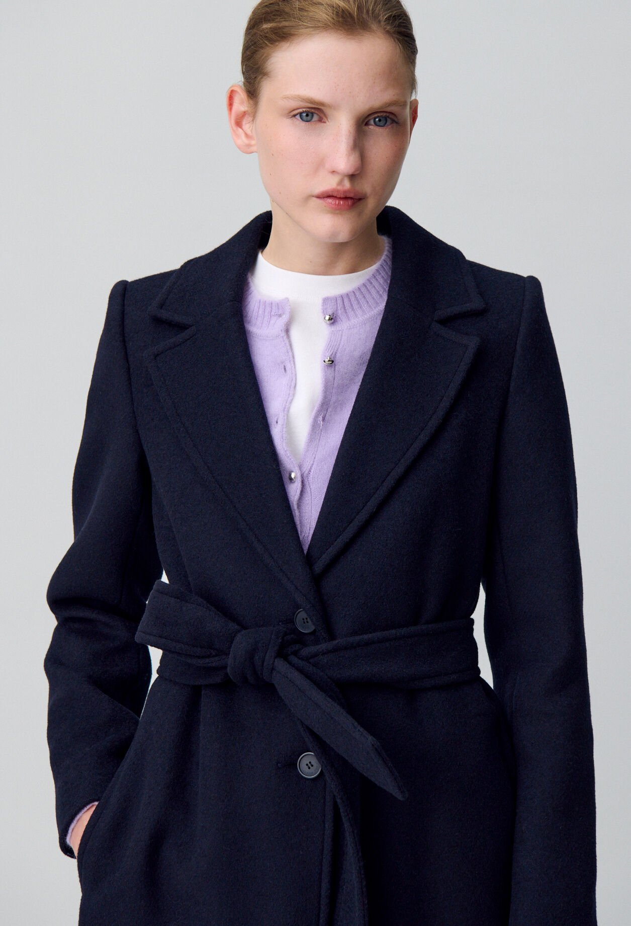 Long double-breasted wool coat