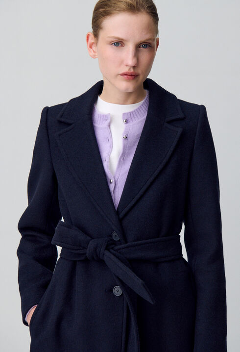 Long double-breasted wool coat