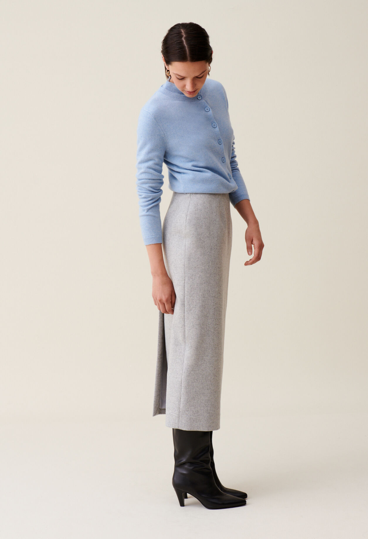 Light grey high waisted skirt