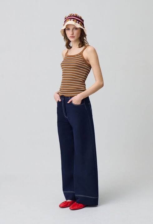 Striped Fine Knit Tank Top