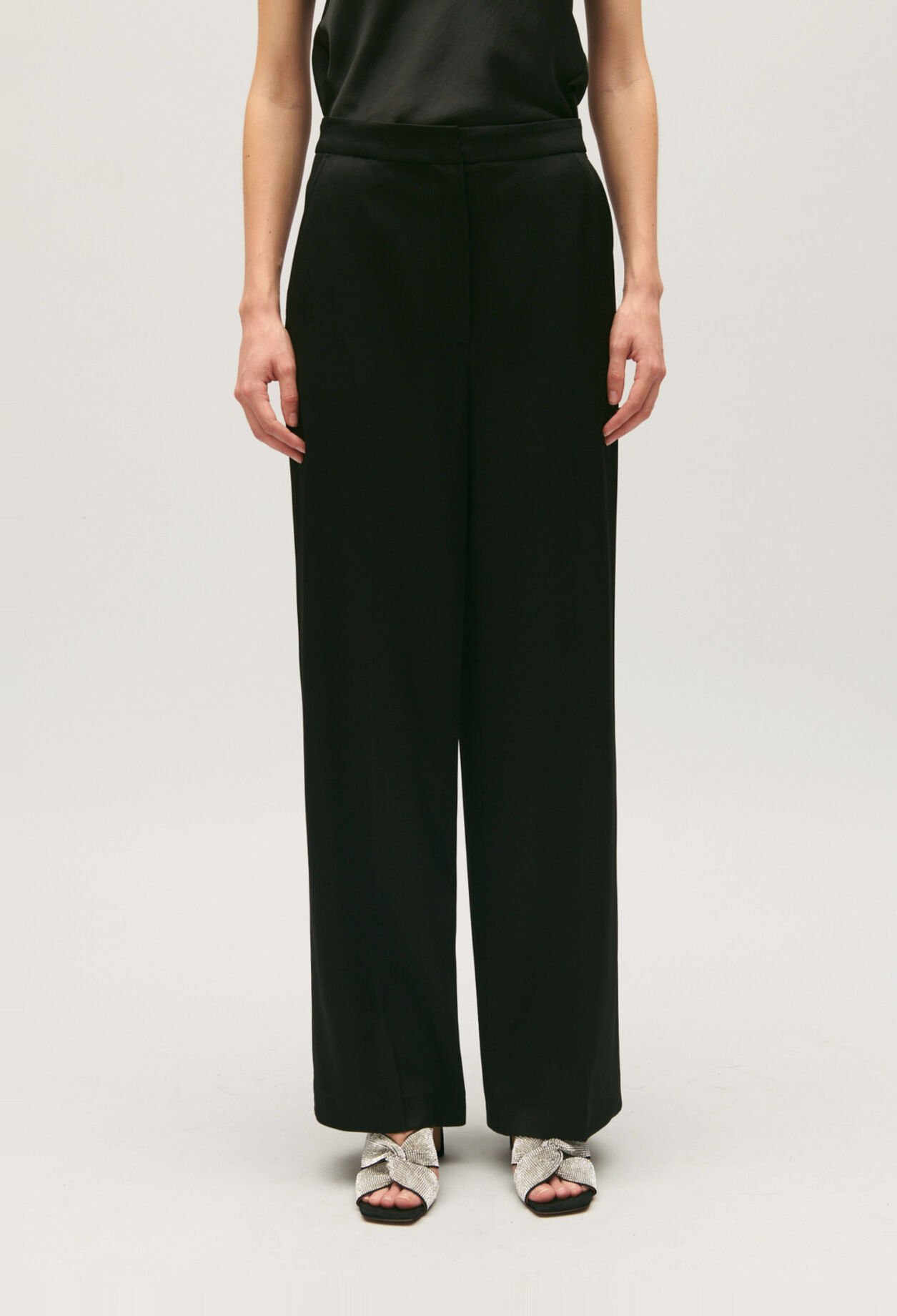 Black suit trousers with satin finish
