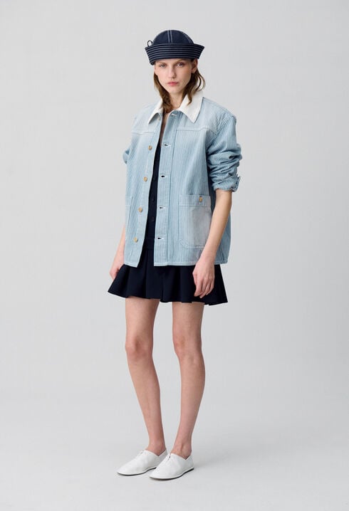 Striped denim gabardine jacket