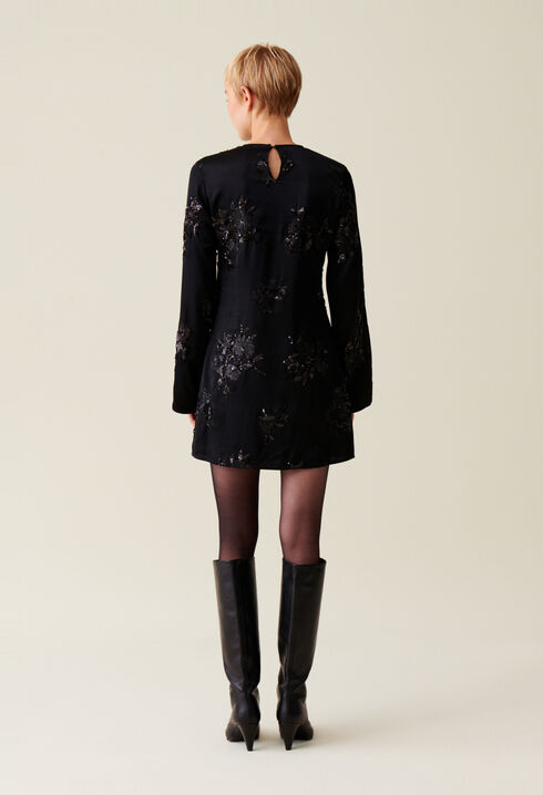 Black dress embroidered sequins