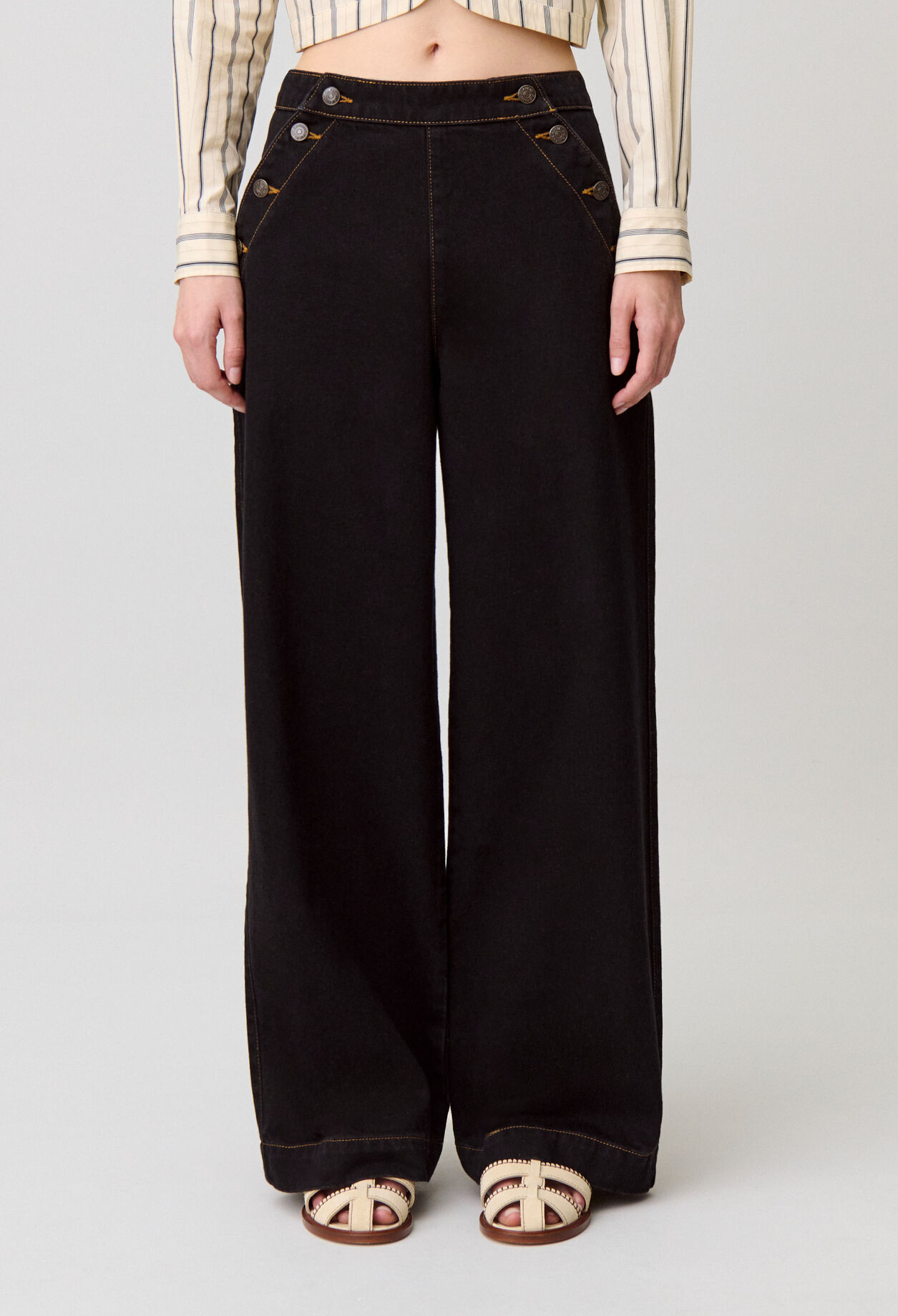 Black denim sailor jeans