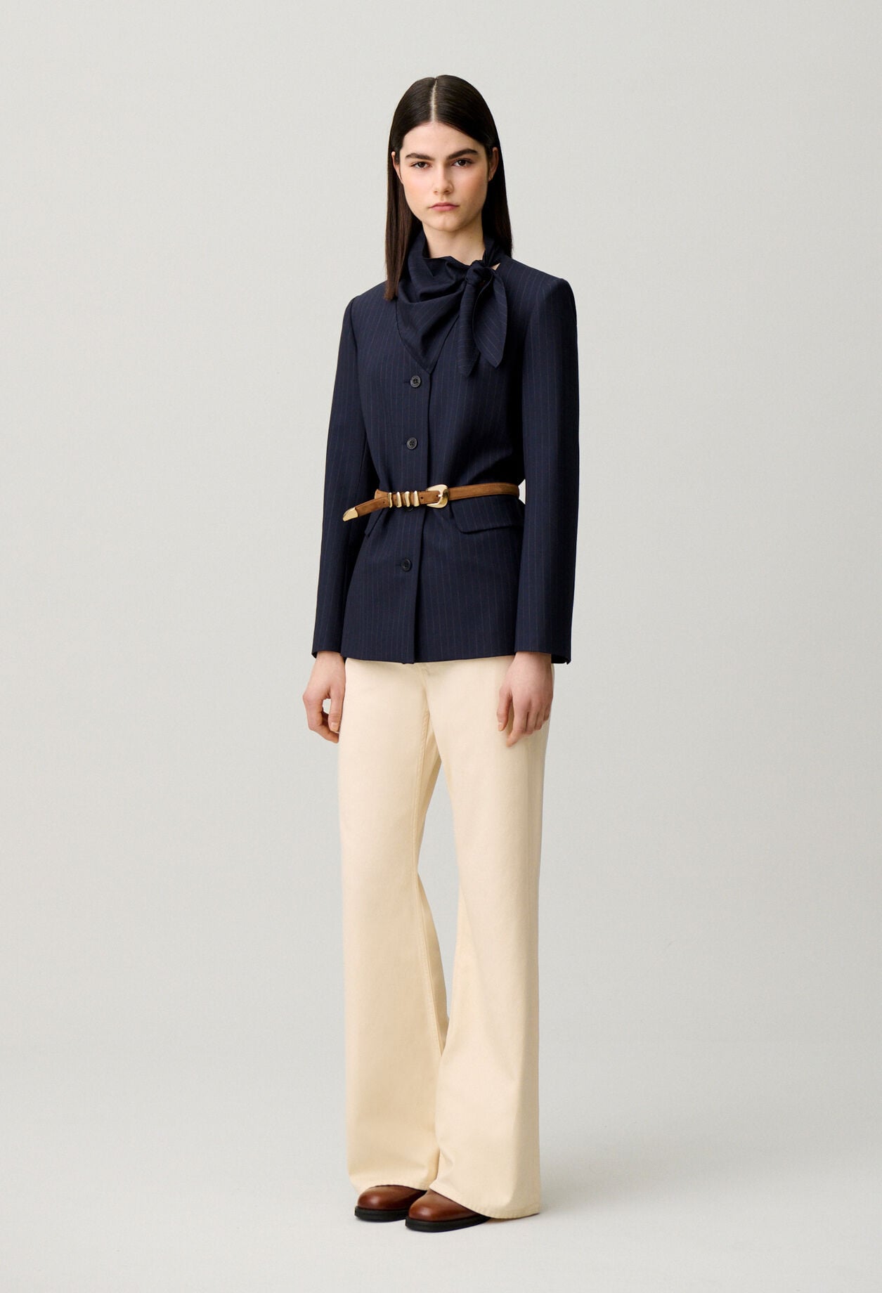 Wool jacket with removable scarf