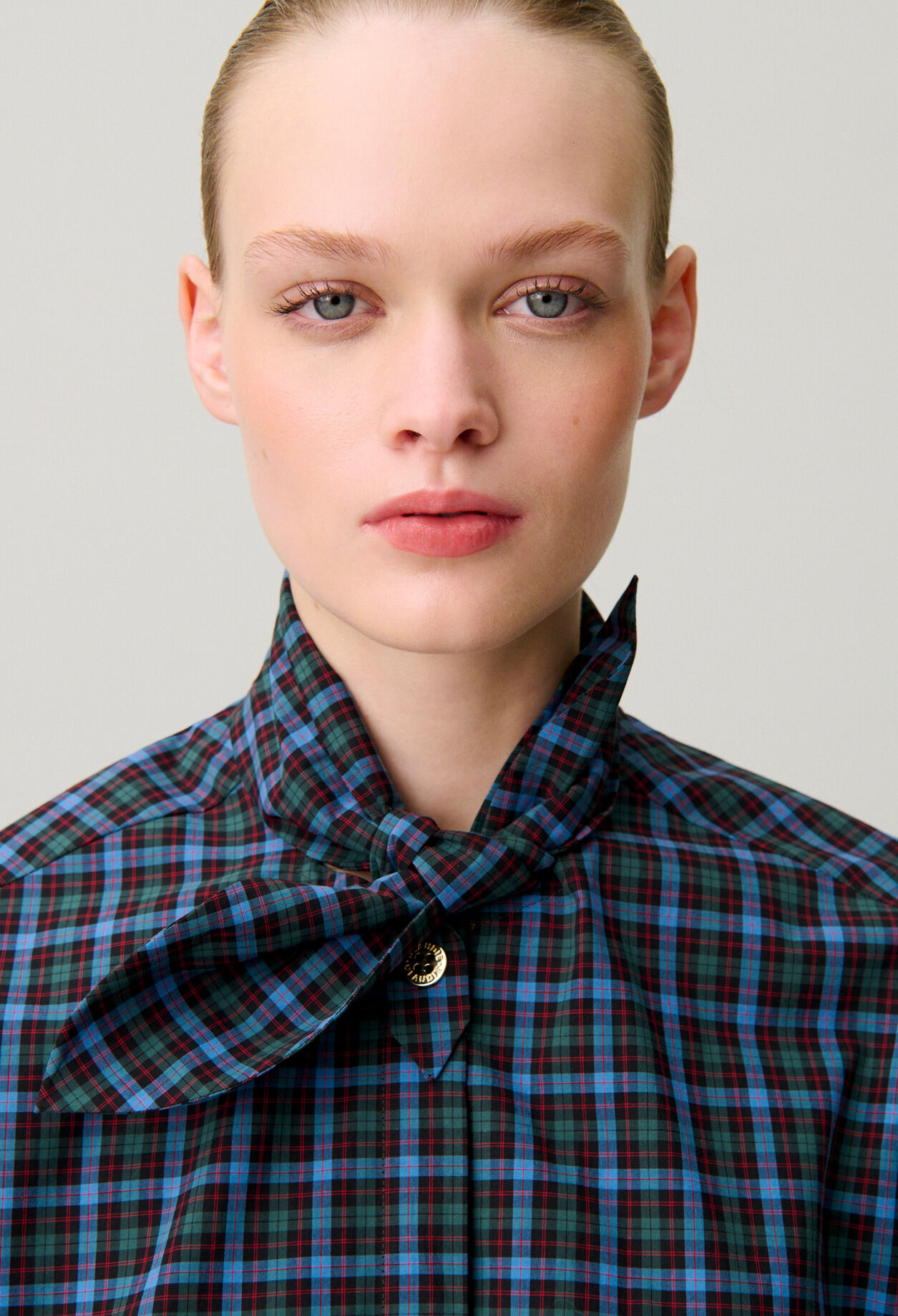 Poplin tie-neck shirt