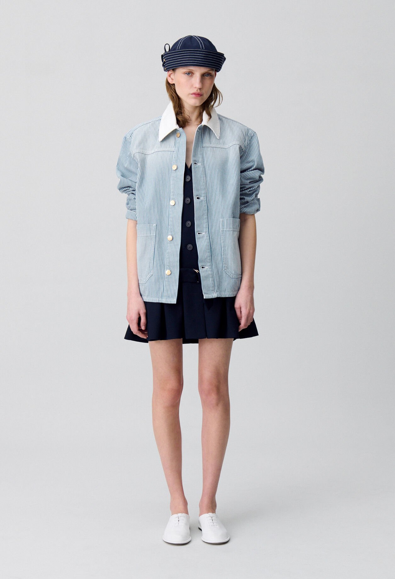 Striped denim gabardine jacket