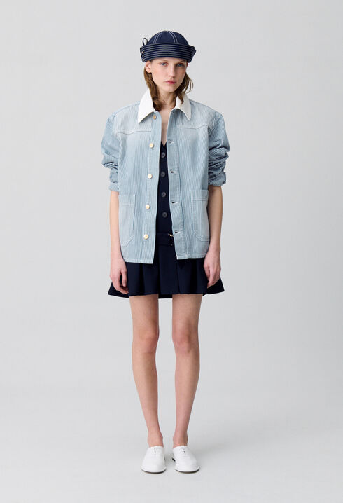 Striped denim gabardine jacket