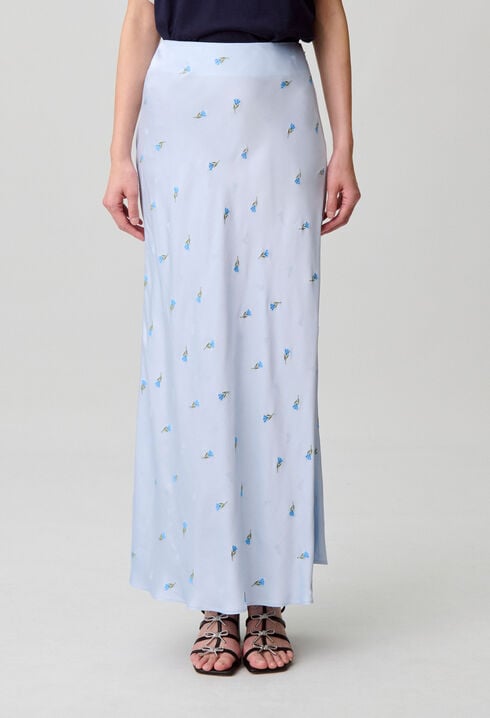 Floral satin skirt