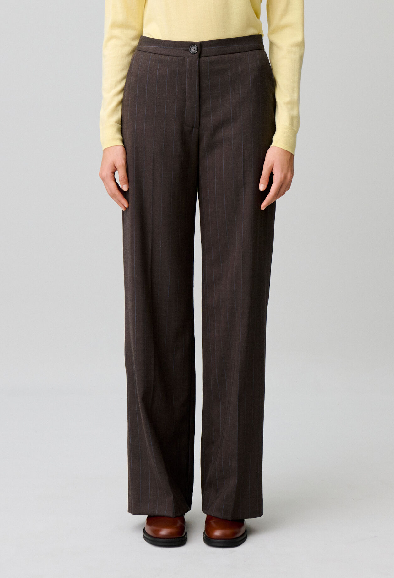Straight striped wool trousers