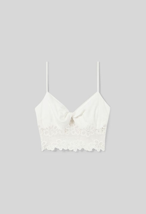 Embroidered Fine Strap Top