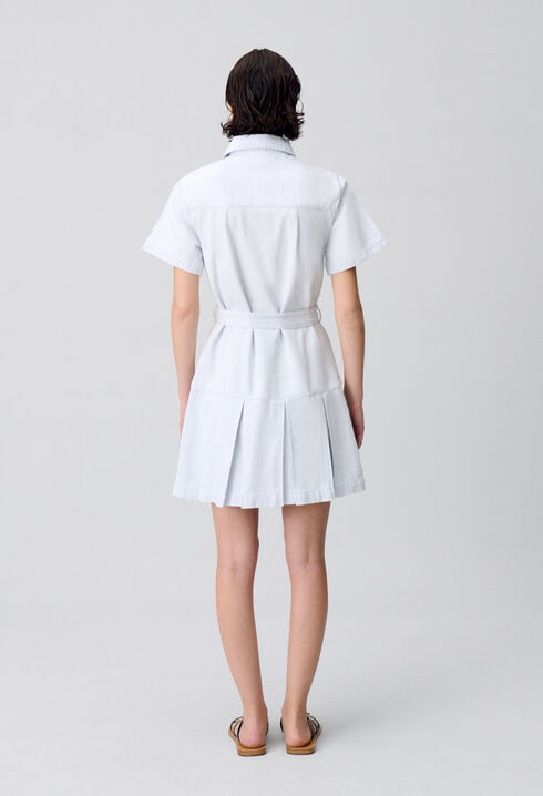 Short Pleated Denim Dress
