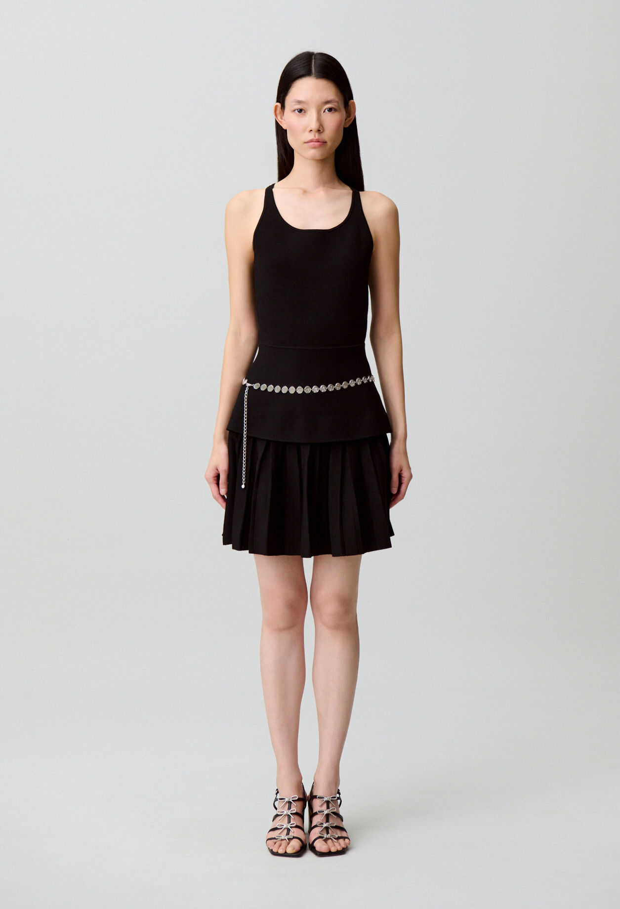 Knit dress with criss-cross straps