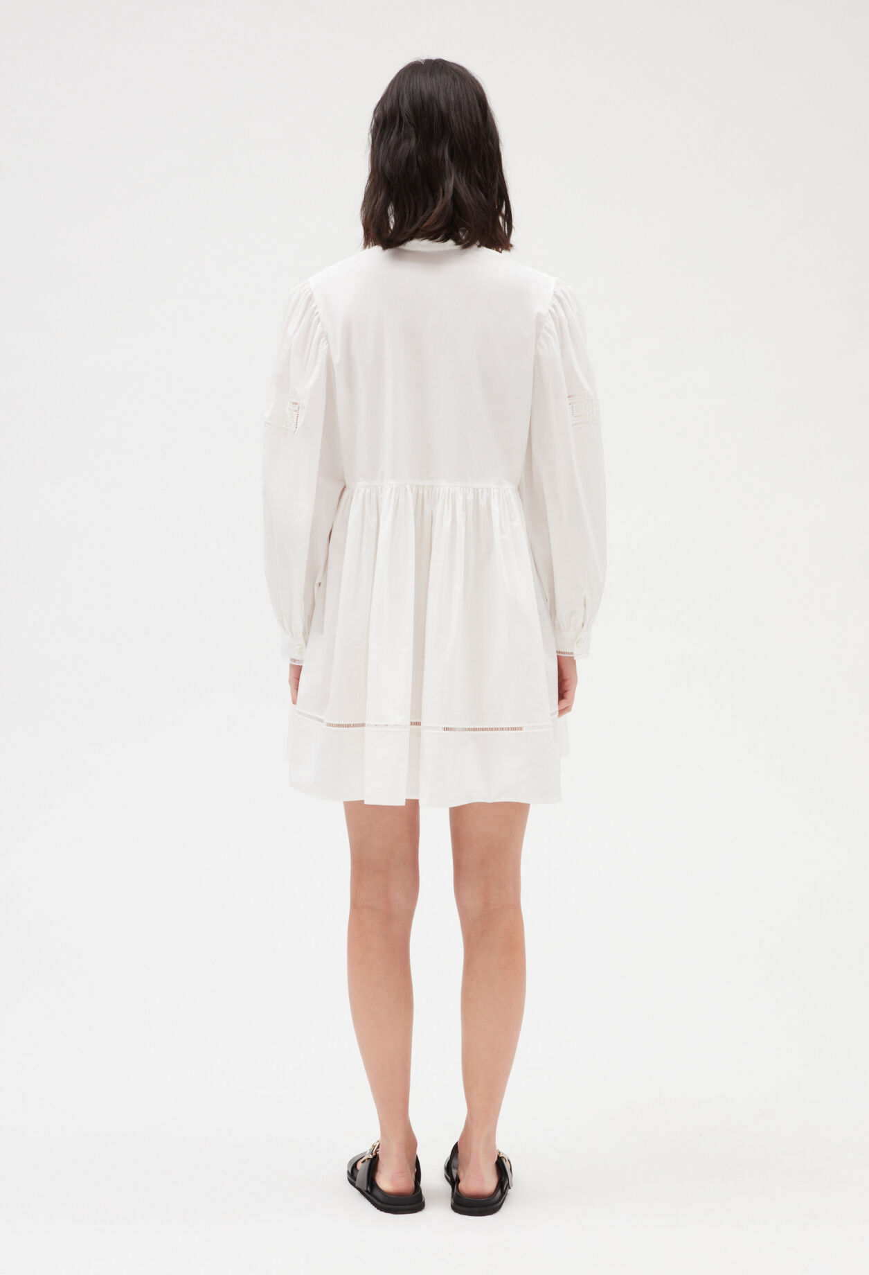 Embroidered white cotton mini dress
