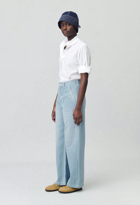 Wide-leg Faded Jeans