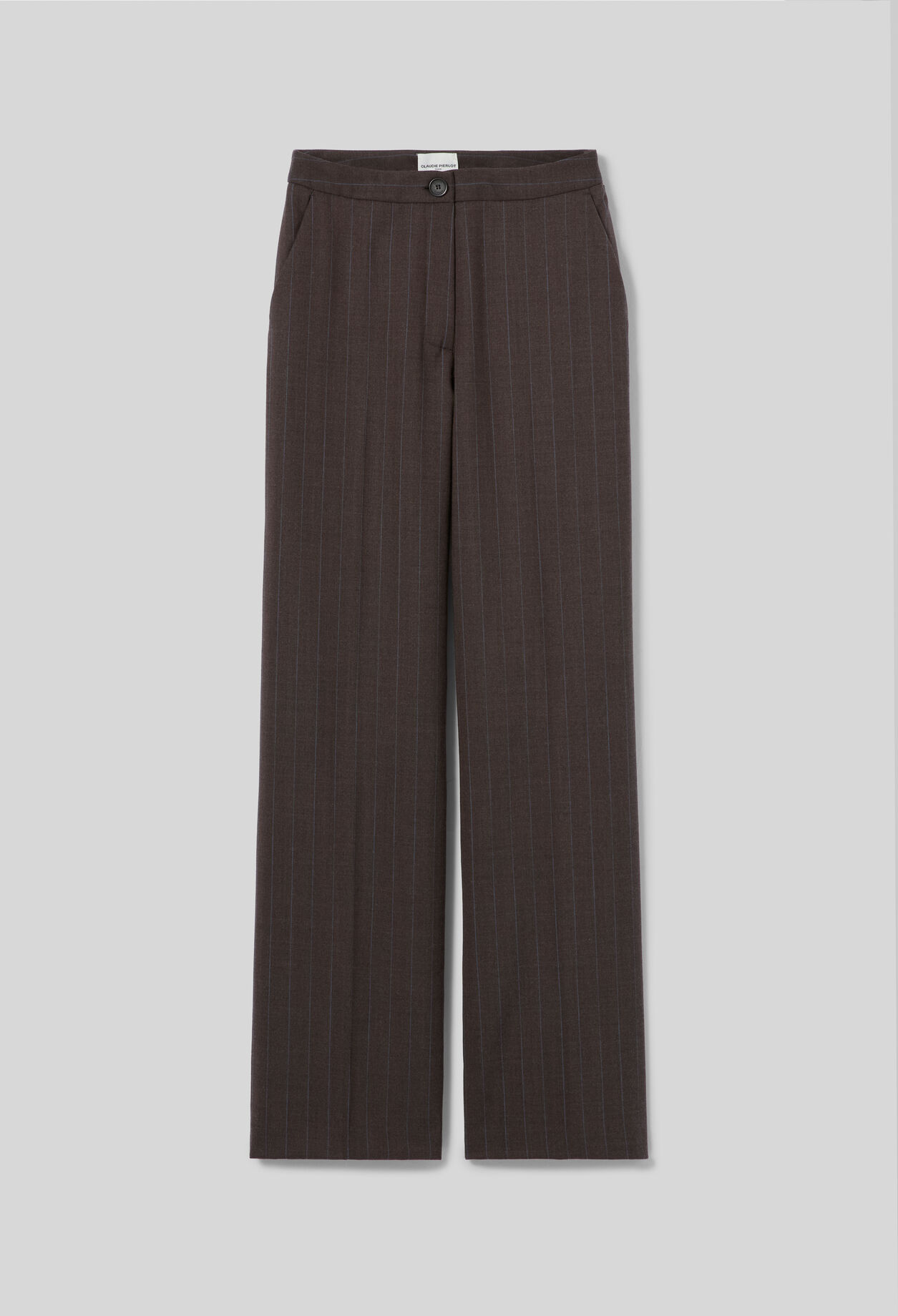 Straight striped wool trousers