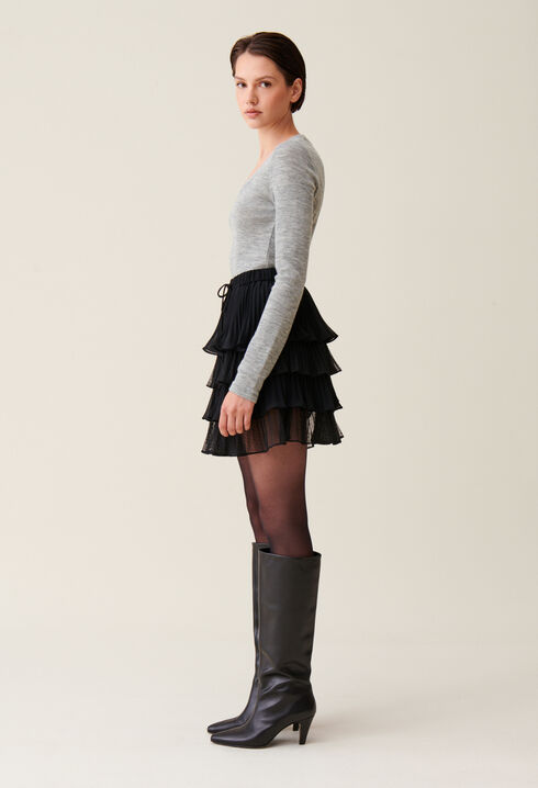 Black short ruffled skirt