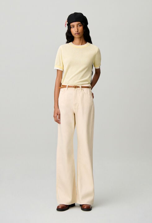 High-waisted flared denim jeans