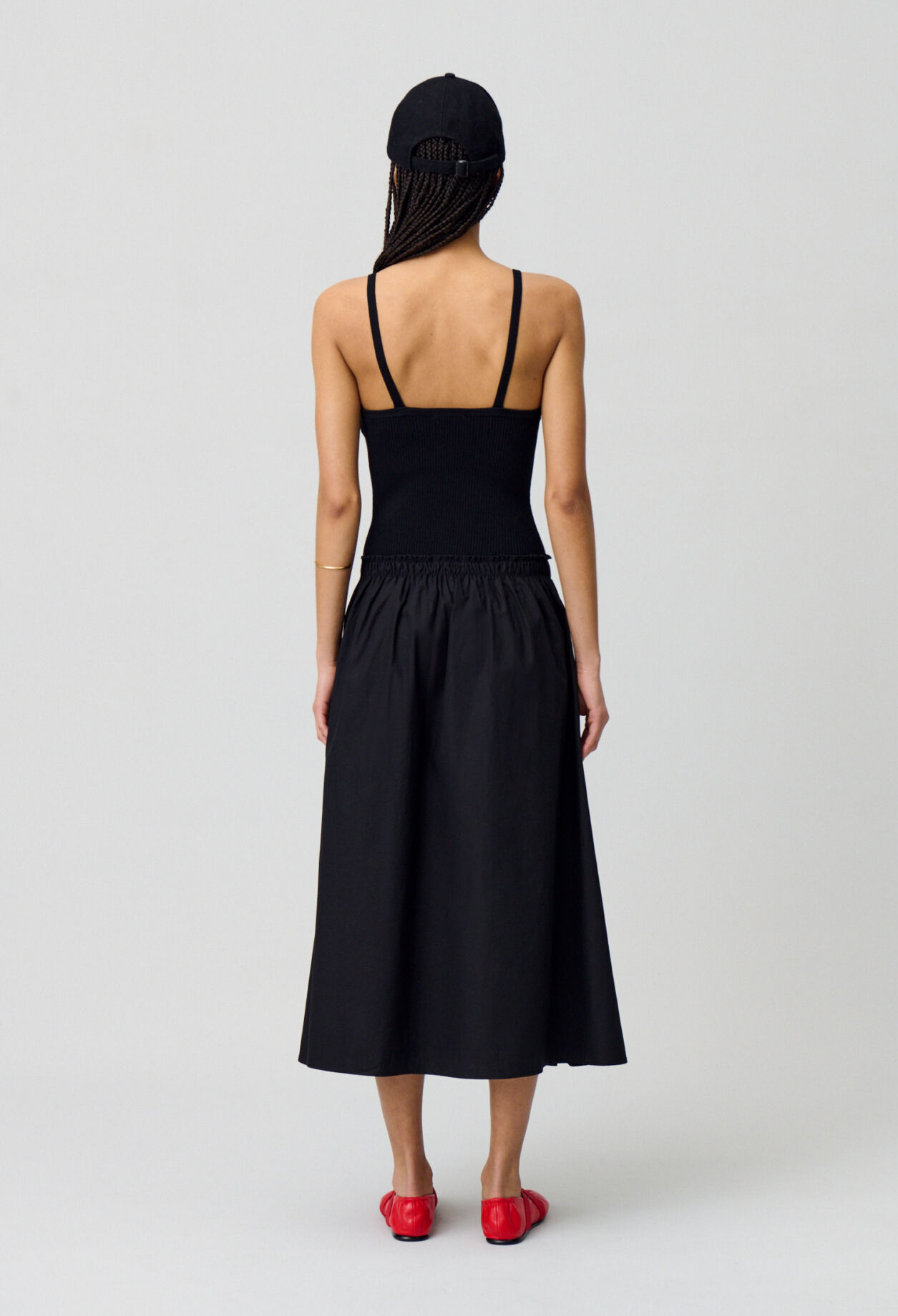 Midi dress with knit bodice