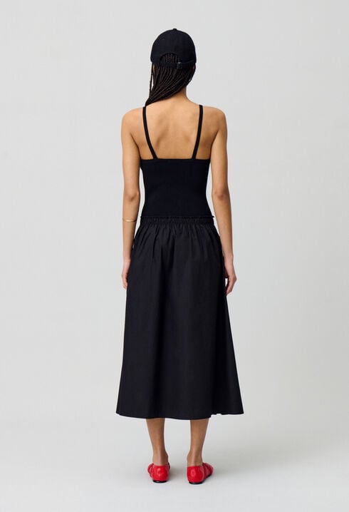 Midi dress with crochet bodice