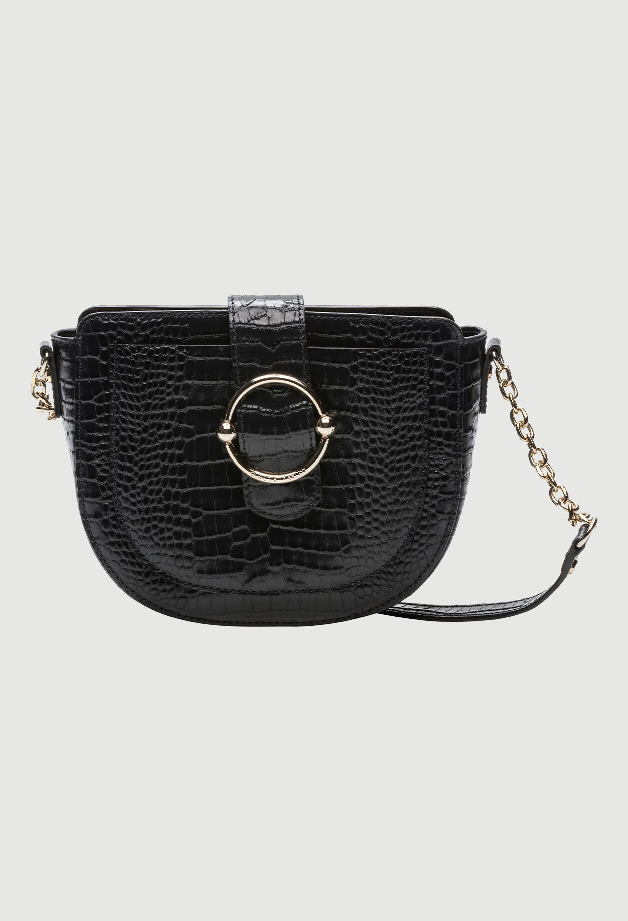 Crocodile-effect leather bag 