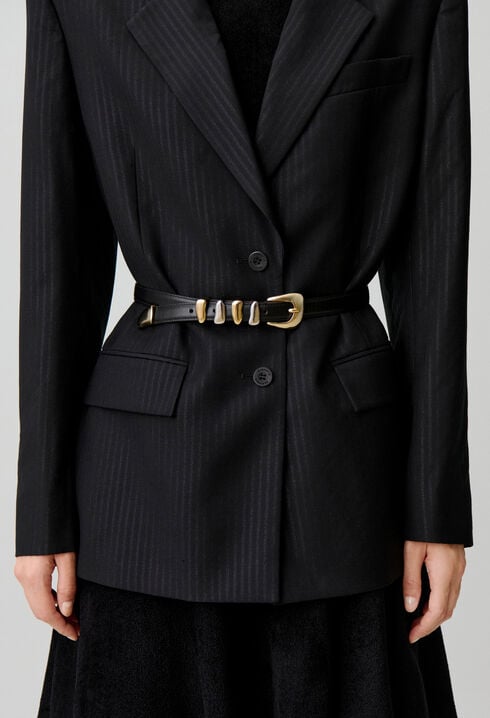 Leather Belt with Gold Buckle