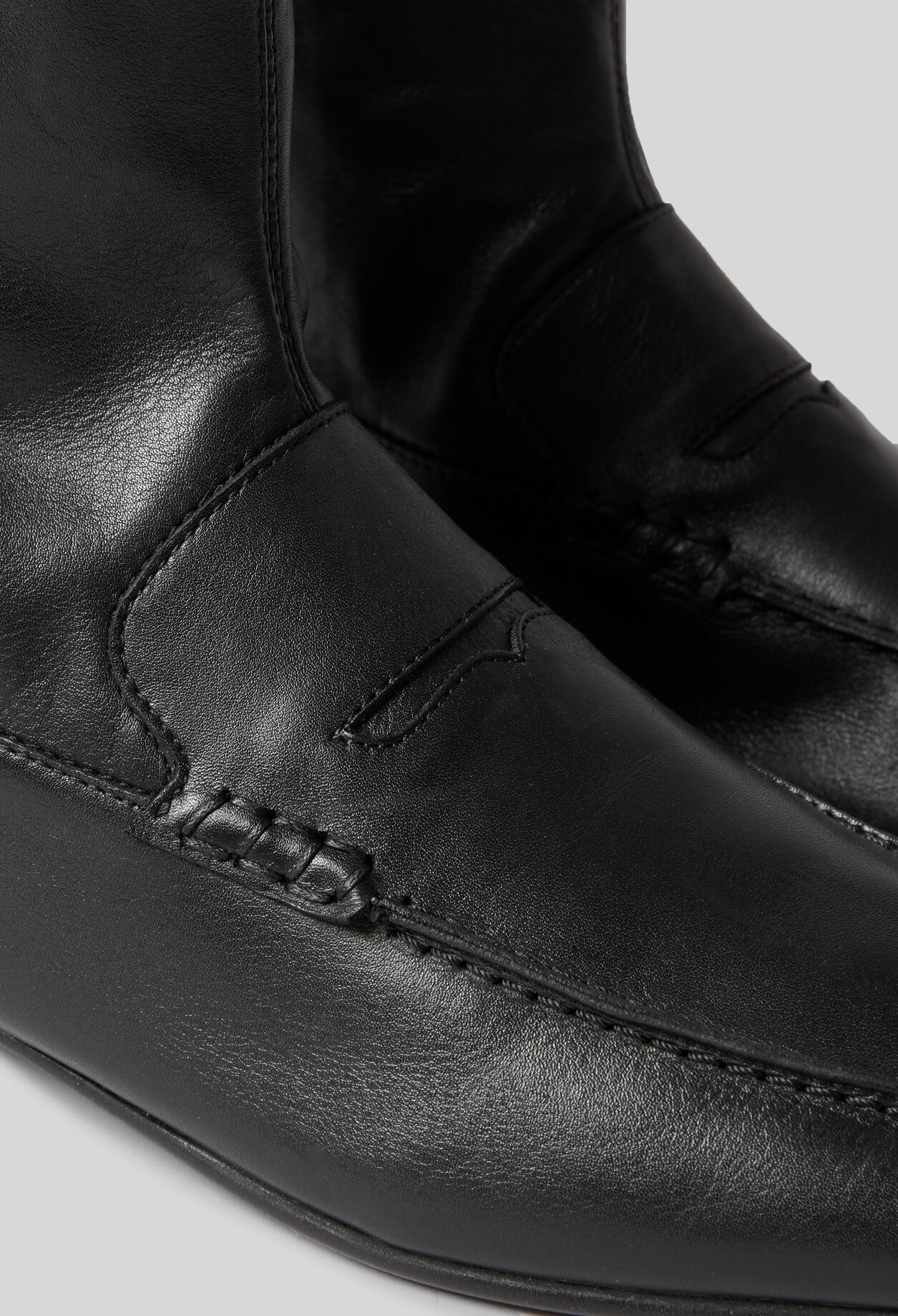 Leather Moccasin-Style Ankle Boots