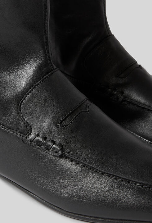 Leather Moccasin-Style Ankle Boots