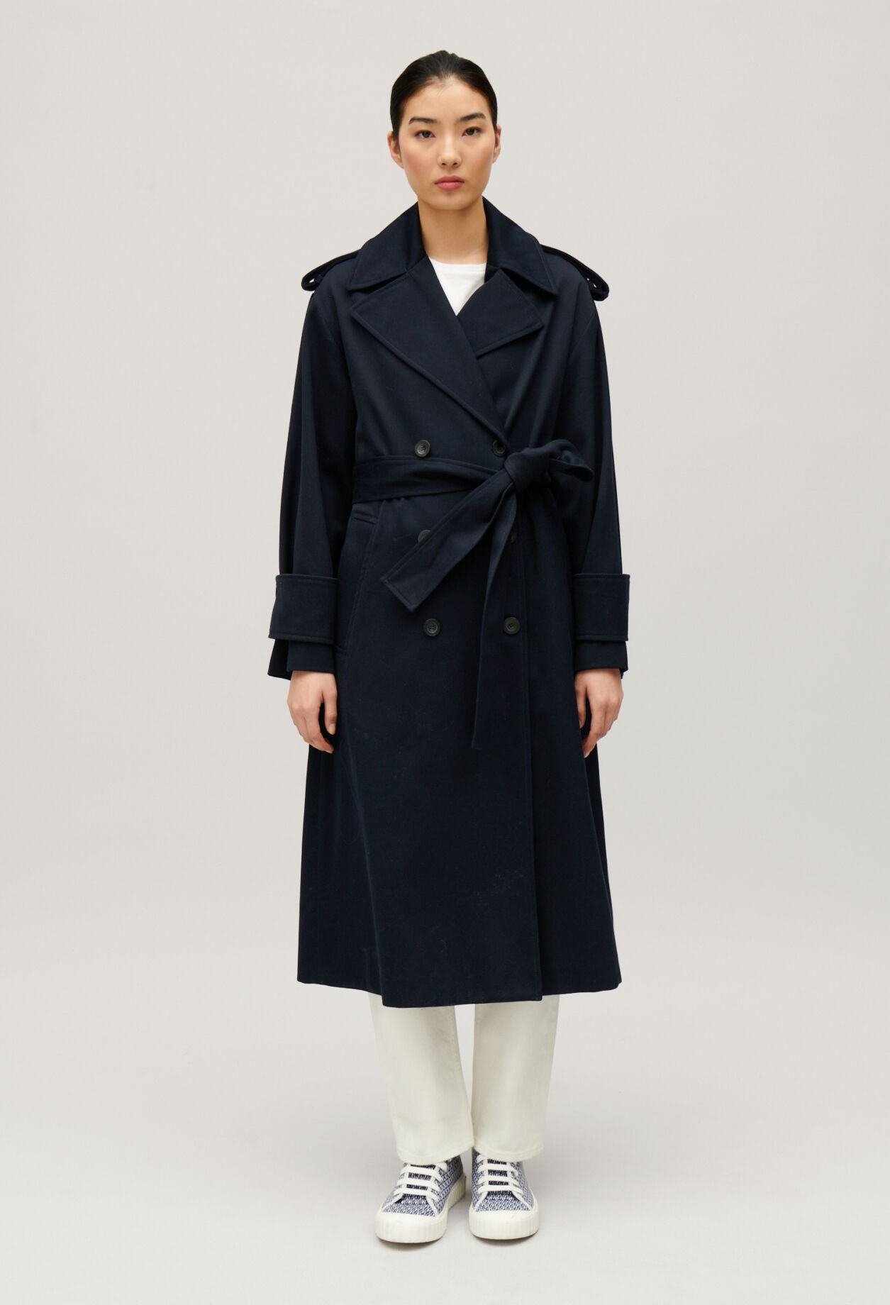 Long navy trench coat for women Claudie Pierlot