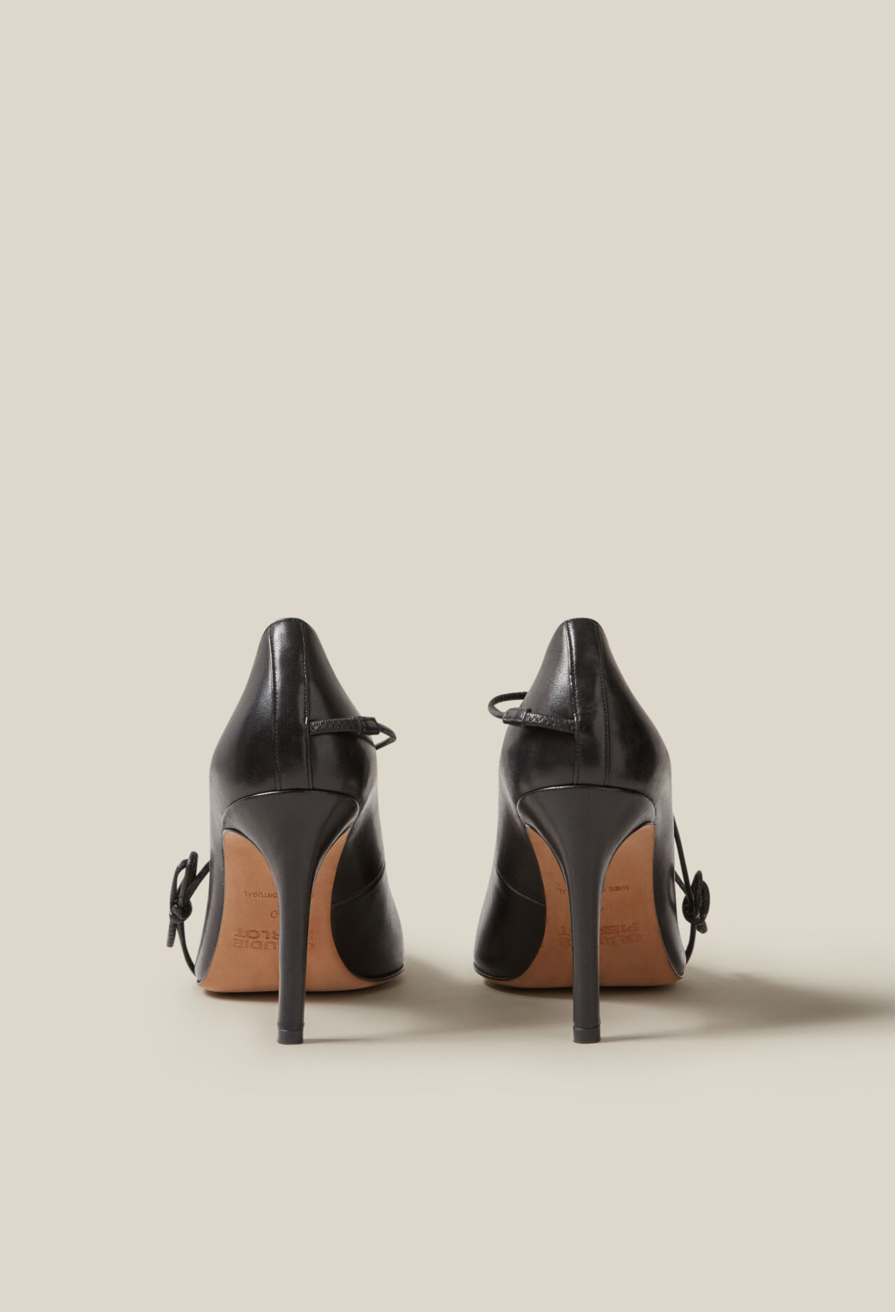 Black leather heels