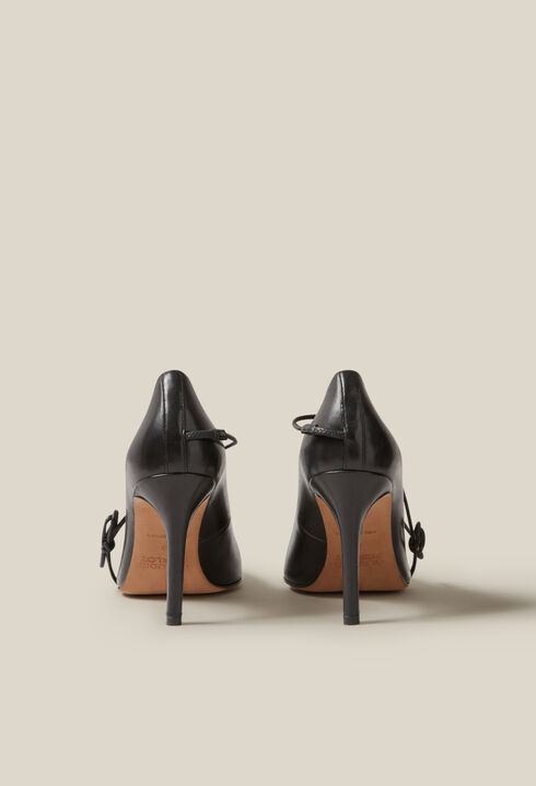 Black leather heels