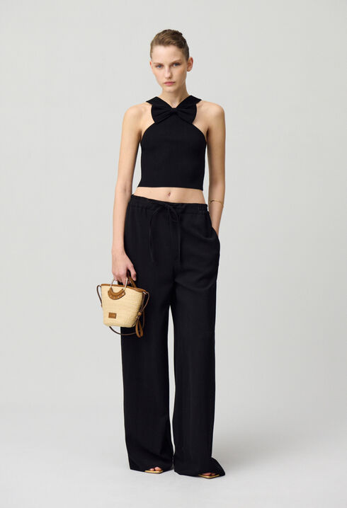 Fine knit bow top
