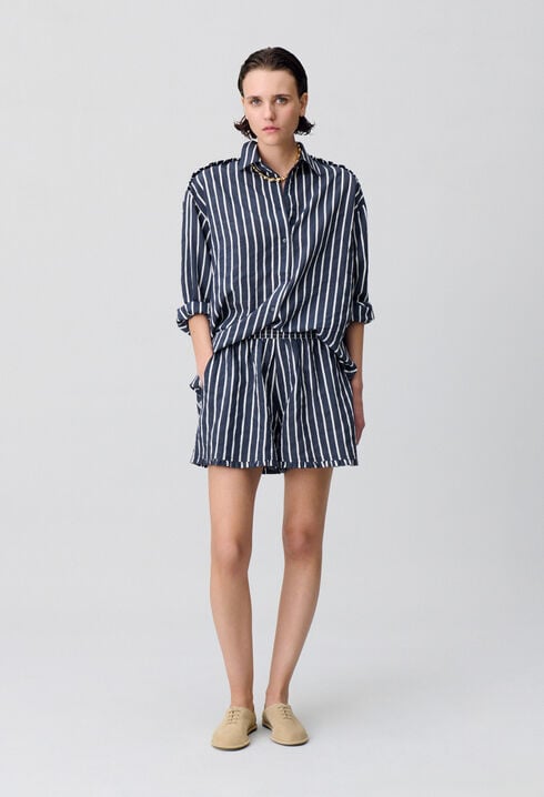 Striped ruffled shorts