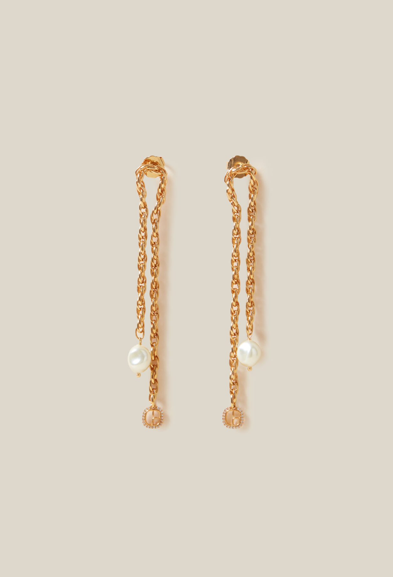 Gold chain earrings