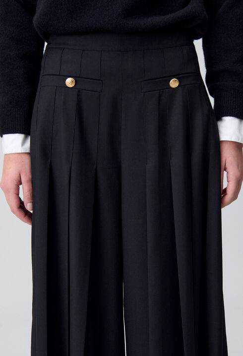 Pleated Wide-Leg Trousers