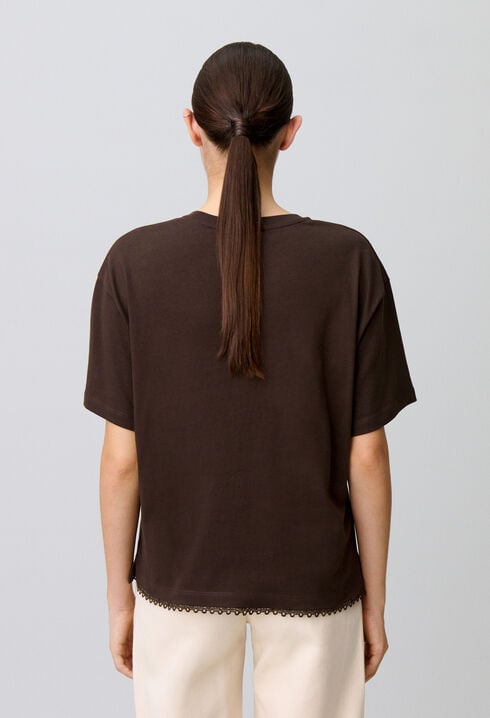 Tone-on-tone floral jersey T-shirt