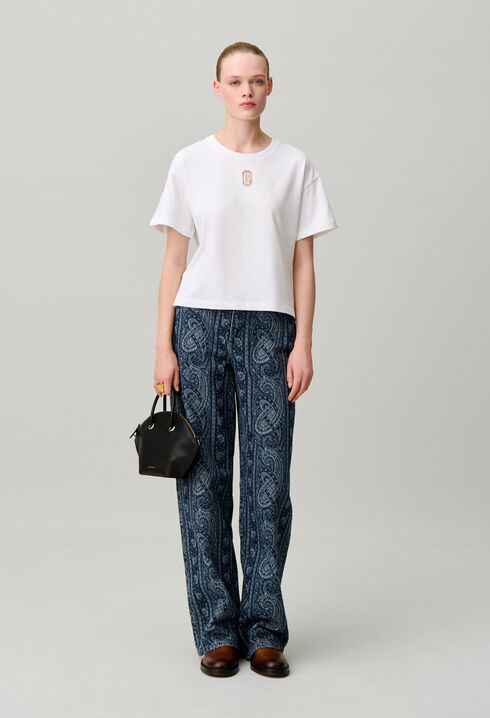 Wide cropped cotton T-shirt