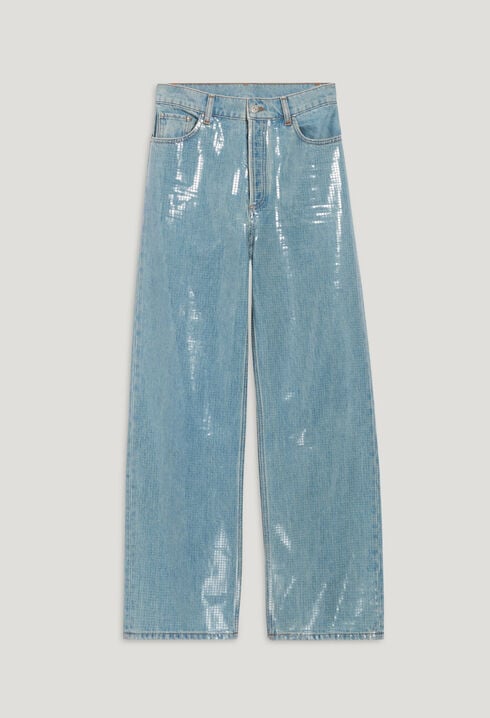 Straight blue glitter Claude jeans
