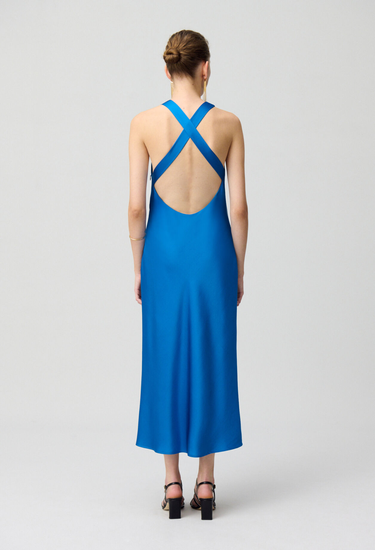 Satin Open-Back Maxi Dress