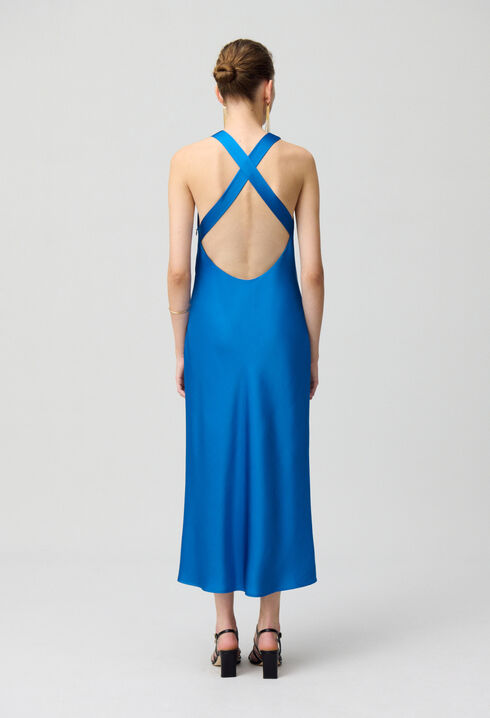 Satin Open-Back Maxi Dress