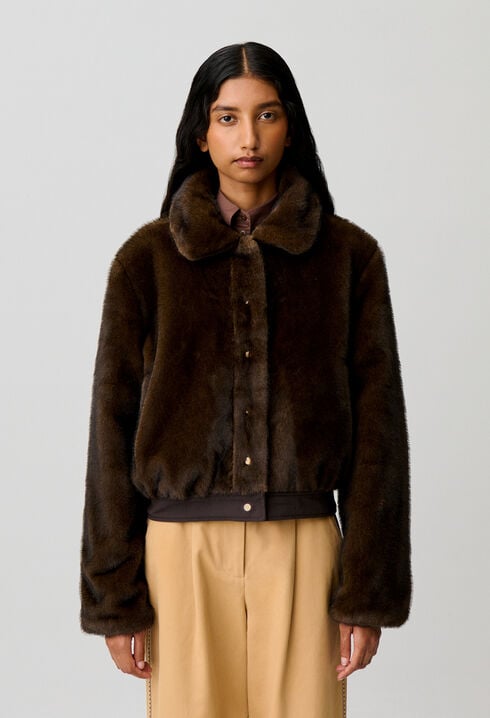 Short reversible nylon parka